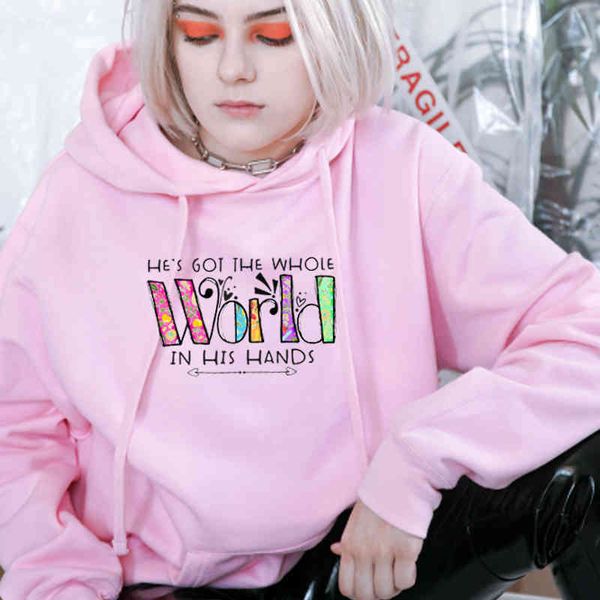 

women's hoodies & sweatshirts he has the whole world in his hands women's wool hoodies trending bible quoting grace jesus pullover, Black