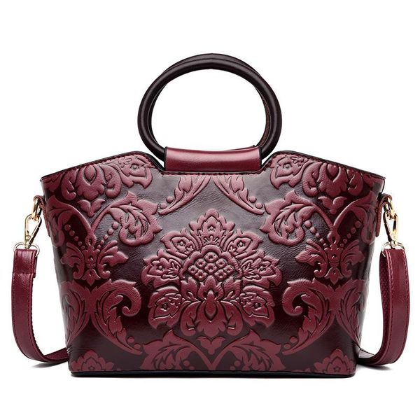 

evening bags national style flower prints women leather handbags handle tote for shoulder woman and purses