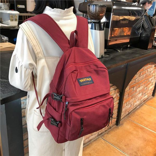 

backpack literary style college double zipper letter labeling student girlfriends schoolbag casual all-match