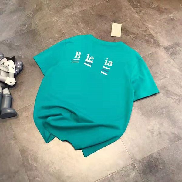 

fashion paris 21 spring summer new peacock green front back printing simple fashion white thin men's and women's short sleeves