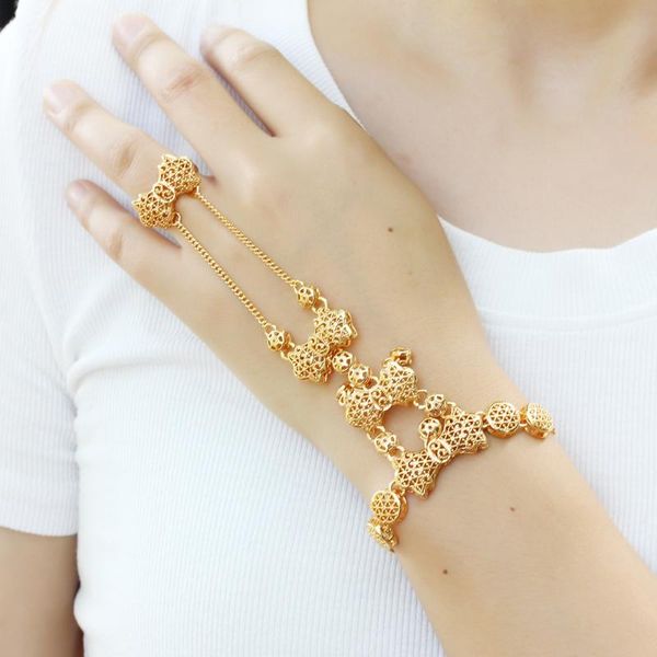 

link, chain luxury vintage fashion women slave set islamic muslim arab gold bracelet ladies men middle east party wedding jewelry gift, Black