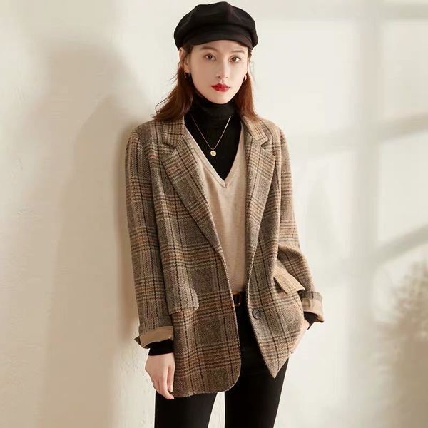 

women's suits & blazers 2021 fashion designer womens british style jacket casual outer coat, White;black