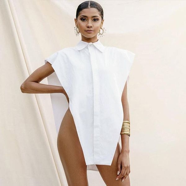 

women's swimwear women tunic swimsuit cover up skirt suit for beach shirt pure color vest shoulder loose solid polyester bath dress rob, White;black