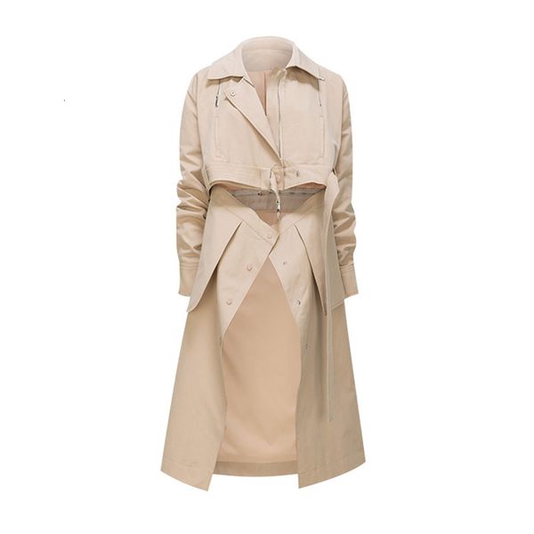 

women's trench coats [ewq] khaki casual spring windbreaker lapel long sleeve sashes korean female clothing fashion 16e3952 9odc, Tan;black