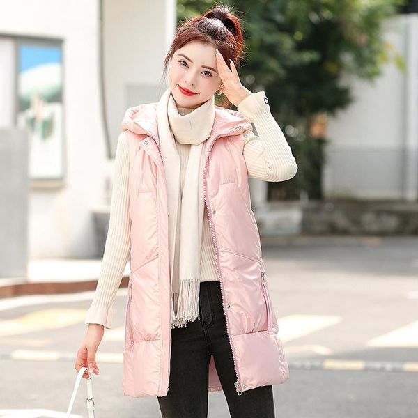 

women's vests parkas women fashion 2021 korean style autumn spring puffer luxury winter long 's kawaii oversize jacket down coat, Black;white