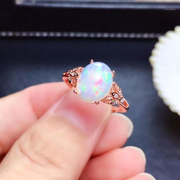 

cluster rings super 100% real natural opal 925 sterling silver fine jewelry for men or woman, Golden;silver