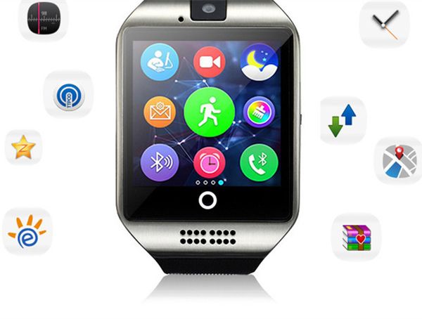

100% original q18 smart watches bluetooth wristband smartwatch tf sim card nfc with camera chat software compatible ios android cellphones w