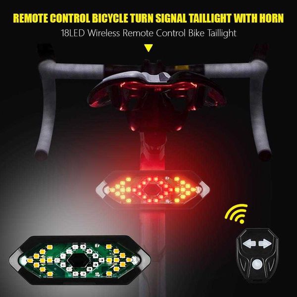 Пульт дистанционного управления Велосипед Taillight USB Аккумуляторное велосипедное хвостовое заднее световое устройство поворот сигнал торможение предупреждение беспроводной светодиодный велосипедный фонарик