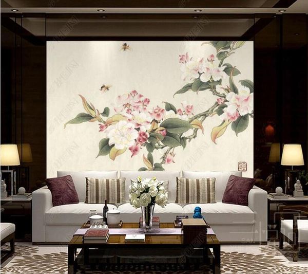 

wallpapers papel de parede chinese style hand-painted peach blossom 3d wallpaper mural,living room tv wall bedroom papers home decor