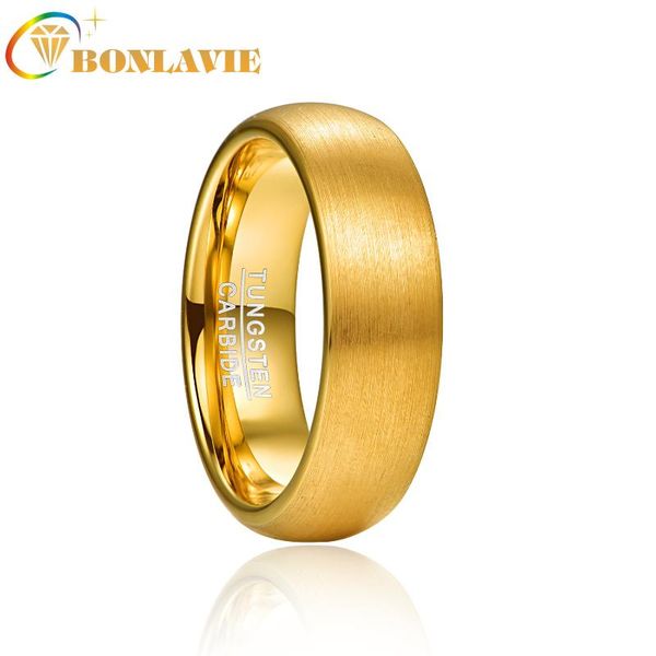 

wedding rings bonlavie wide 6mm electric gold lassa dome tungsten steel ring men and women jewelry, Slivery;golden