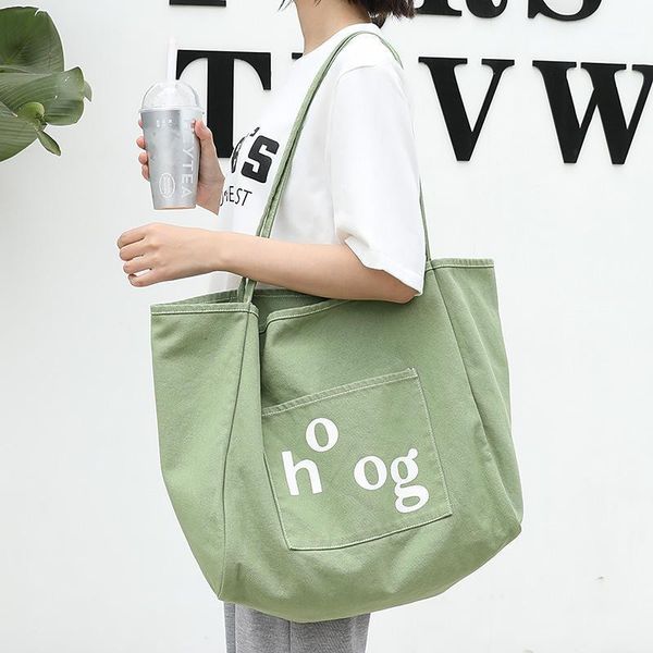 

evening bags shoulder bag korean wash canvas casual literary letter printing handbag fashion large capacity1