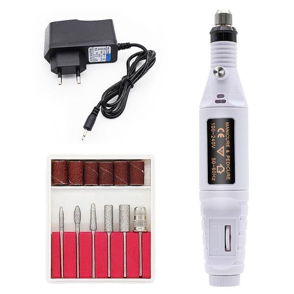

nail art equipment clou beaute electric drill machine manicure pedicure file kit professional rotary pen set 6 bits tools, Silver