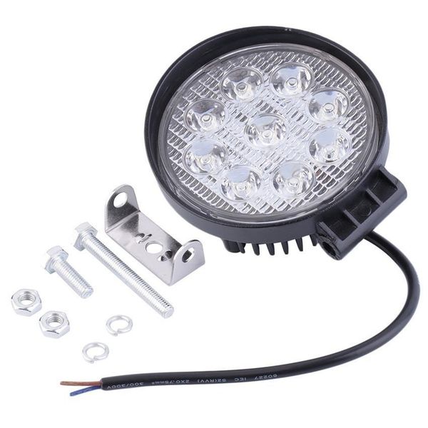 

2021 1 pcs new led work light 27w 12v 6500k high power led offroad light round off roadt flood light for boating hunting hot