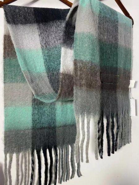 

hats, scarves & gloves sets woolen scarf women's plaid tassels warm all-match fashion 2021 ladies shawl autumn winter, Blue;gray