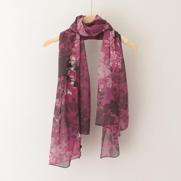 

scarves fashion design purple flowers print viscose shawl scarf neckerchief autumn winter foulards muslim hijab sjaal, Blue;gray