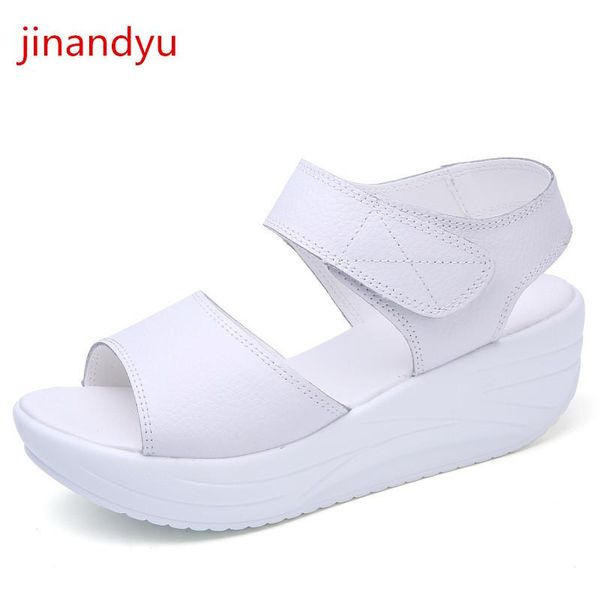 

sandals platform heels wedges genuine leather women fashion casuales black white shoes platforms wedge comfy