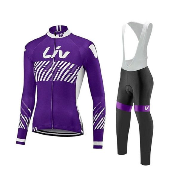 

racing sets liv long sleeve road bike jersey set women fall cycling clothing mtb dress 2021 bicycle clothes female uniform suit kit skinsuit, Black;blue