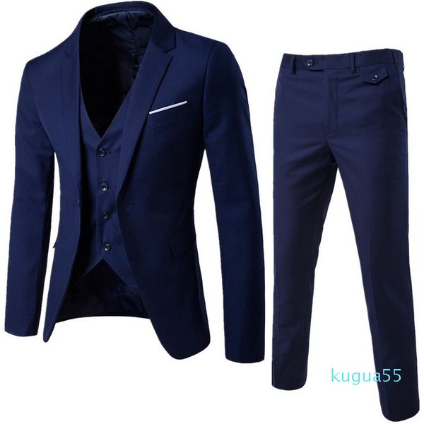 

2019 nibesser suit + vest + pants 3 pieces sets slim suits wedding party blazers jacket men's business groomsman pants vest suit, White;black