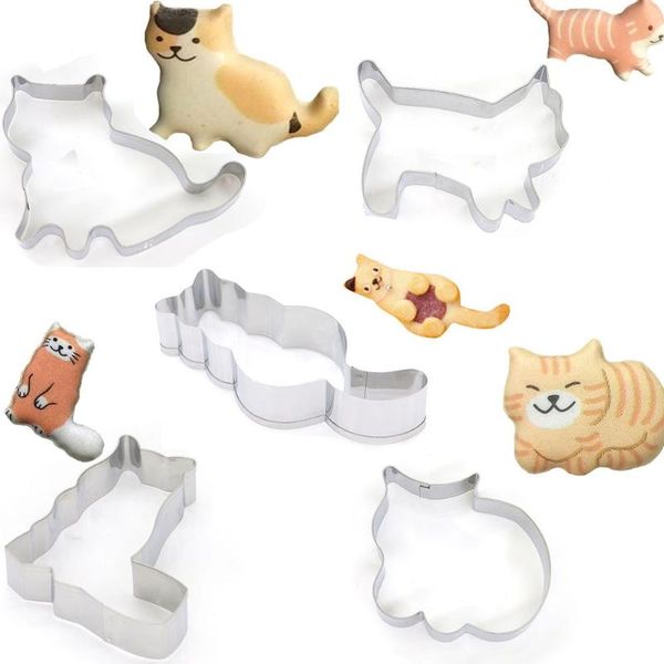 

baking moulds five christmas cookie cutters stainless steel cartoon mold cute little cat modeling diy sugar cookies cutting