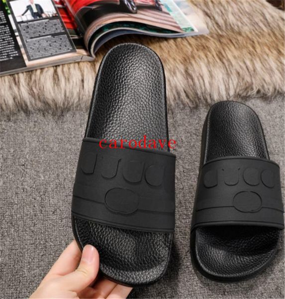 

mens and womens fashion designer-brand causal beach flat slippers pool rubber slide sandals open round toe size euro 35-46, Black