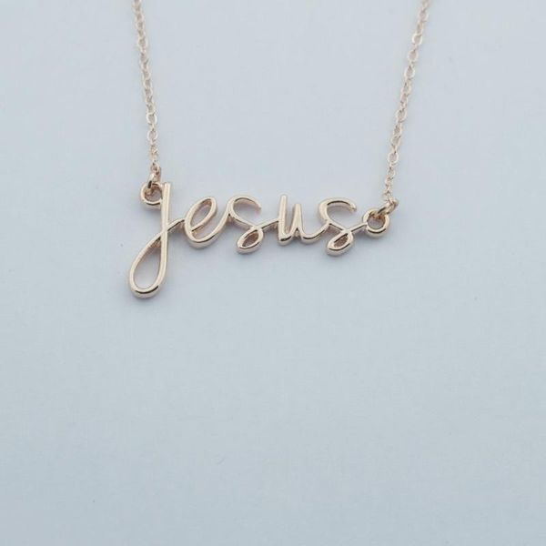

pendant necklaces letter jesus necklace, Silver