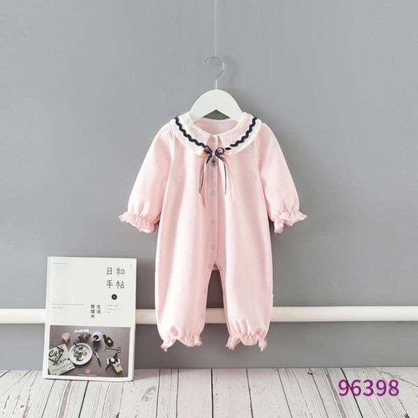 

0-24m born spring baby clothes boys babysuits girls jumpsuit with bow long sleeve rompers for kids l801 jumpsuits, Blue