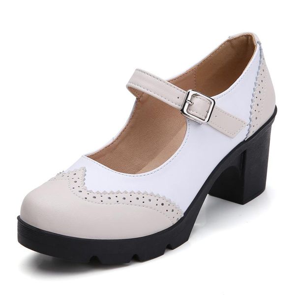 

dress shoes mary jane women's pumps loafers leather vintage japanese style girls student college costume casual *, Black