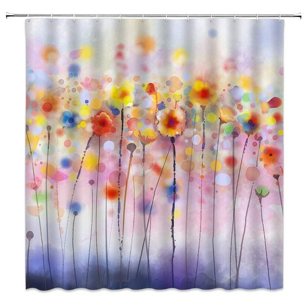 

sztnsm floral pattern shower curtain modern colorful watercolor floral art bath curtain abstract design, 70x70 inch polyester