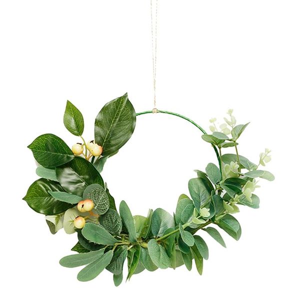

floral hoop wreath artificial eucalyptus leaf hanging wall for wedding backdrop home decor decorative flowers & wreaths