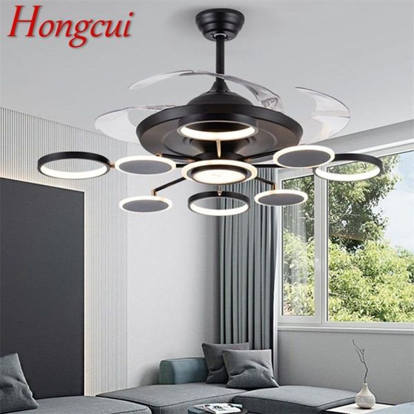 

hongcui ceiling fan lights modern black led lamp remote control without blade for home dining room restaurant fans