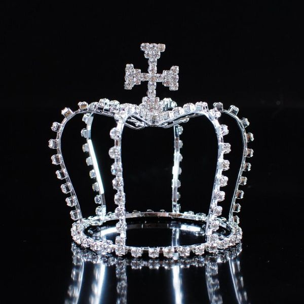 

hair clips & barrettes cross style small crown clear rhinestone crystal tiara diadem quinceanera birthday party prom pageant accessories, Golden;silver