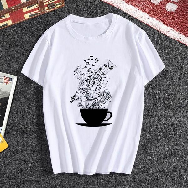 

music note printed summer hipster women fashion harajuku white clothing