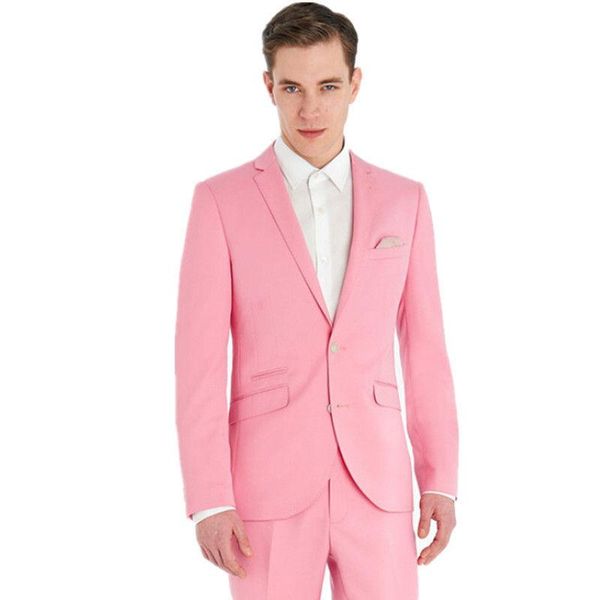 

men's suits & blazers custom made style men slim fit wedding groom tuxedos groomsmen formal pink (jacket+pants) w332, White;black