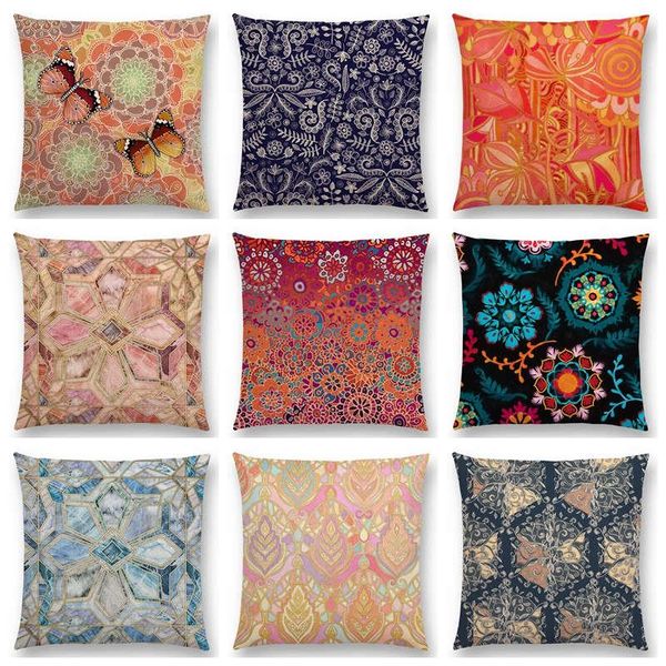 

cushion/decorative pillow exotic gorgeous geometric porcelain decorative pattern ombre flower doodle pretty cushion sofa throw
