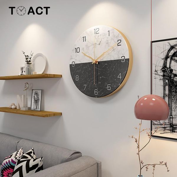 

wall clocks nordic imitation marble clock living room decoration modern design quartz on the gift reloj de pared