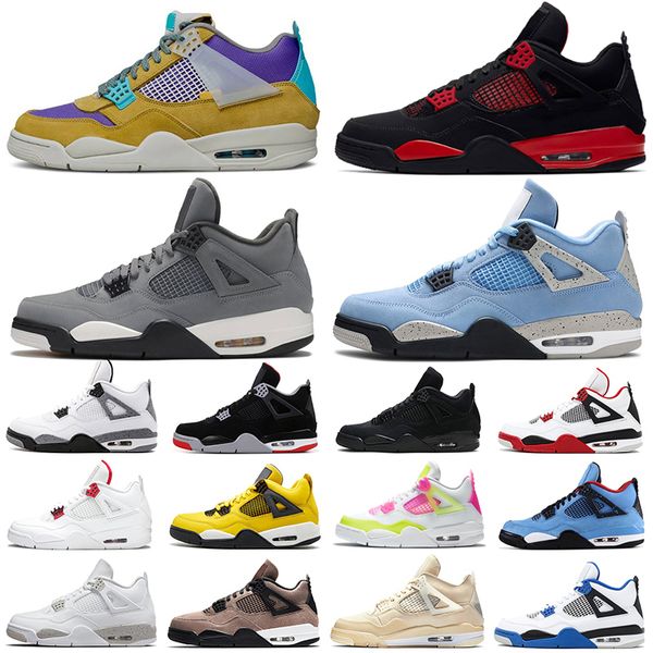

jumpman 4s men basketball shoes 4 university blue taupe haze black cat fire red thunder women mens trainers sports sneakers