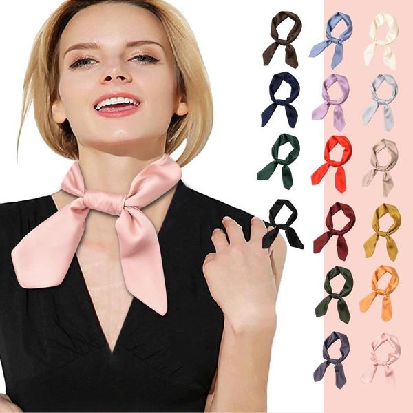 

scarves 70*70cm small scarf retro silk neckerchief decoration simple wind headscarf women satin head, Blue;gray