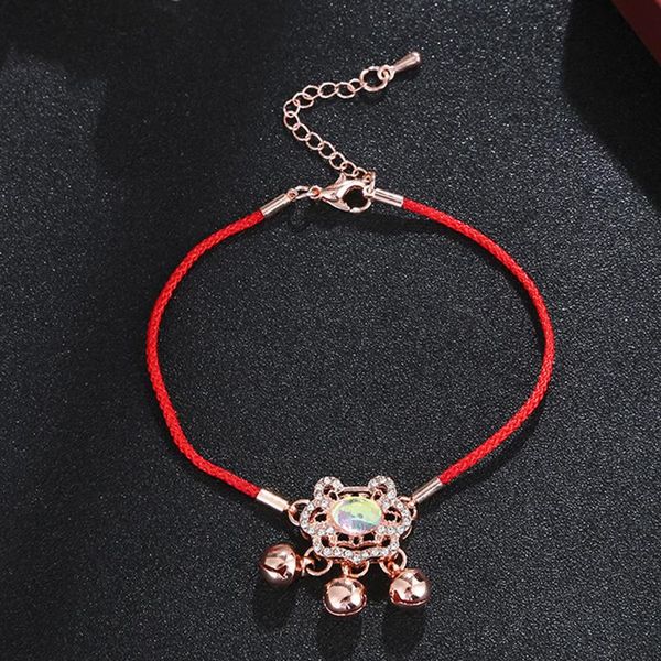 

beaded, strands chinese style version simple personality moonstone small bell ruyi lock bracelet lucky red rope female the listing, Black