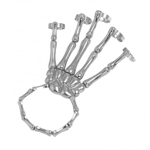 

charm bracelets halloween bracelet fashion punk exaggerated metal texture ghost skeleton finger hand chain for decorations, Golden;silver