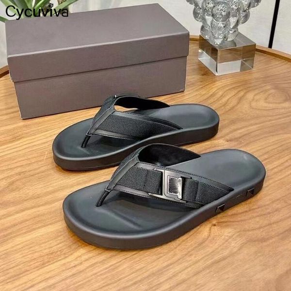 

slippers summer flip flops men black leather flat mules designer slides platform beach casual shoes male 2021