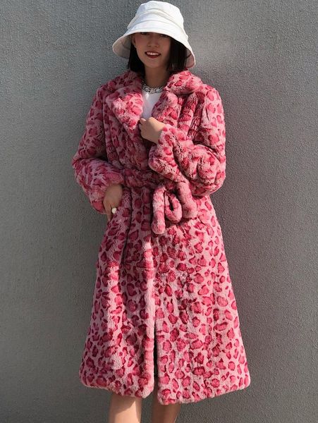 

women's fur & faux the winter 2021 women real rex long overcoat, Black