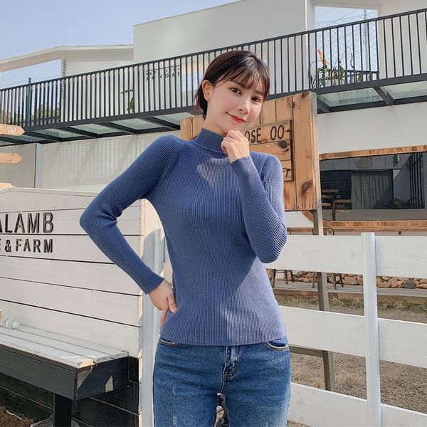 

women's sweaters chaiyao knitting cashmere winter autumn lady sweater half turtleneck jumper woman ladies, White;black