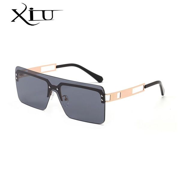 

sunglasses xiu big frame rimless male one piece lens gold metal men square glasses for women frameless pink blue 2022 uv400, White;black
