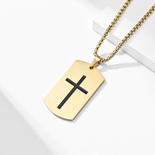 

pendant necklaces factory direct sale geometric army brand cross chain for men load of god talisman titanium steel joshua gifts, Silver