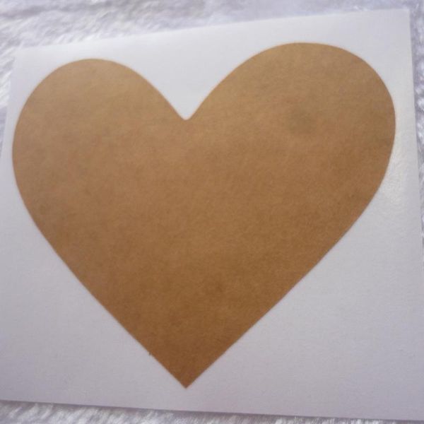 

9x7.8cm - extra large natural brown kraft heart sticker customizable gift wrap