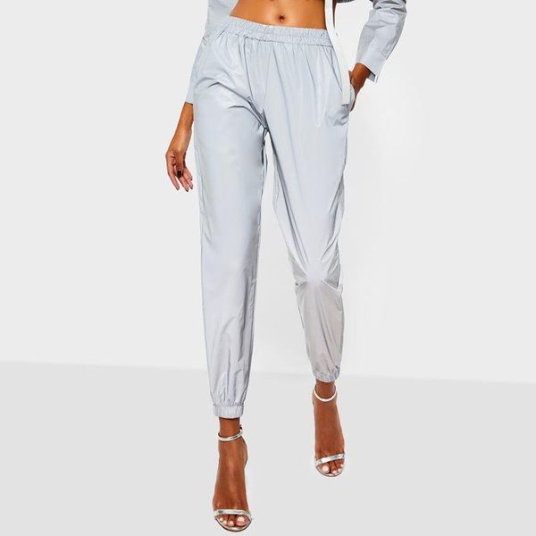 

women's pants & capris women gray reflective sweatpants fashion harajuku casual streetwear hip hop loose fitness joggers spring trouser, Black;white