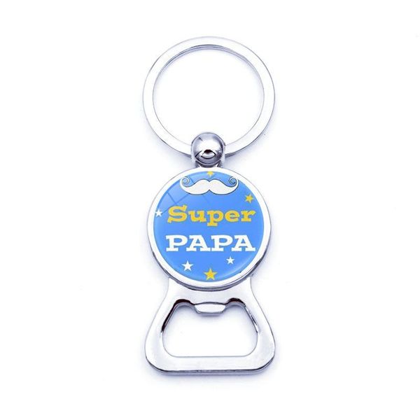 

keychains dutrieux super papa love daddy time gem beer bottle opener keychain metal key ring wholesale, Silver