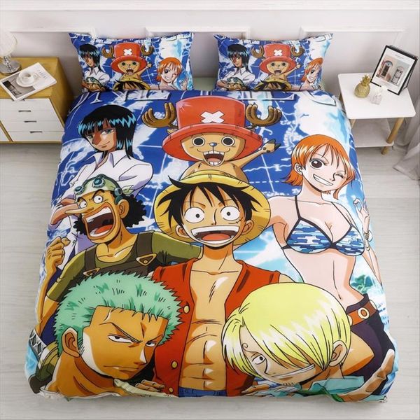 

bedding sets set one piece japan cartoon anime luffy chopper duvet cover for kids bed 3d quilt children home textiles decor