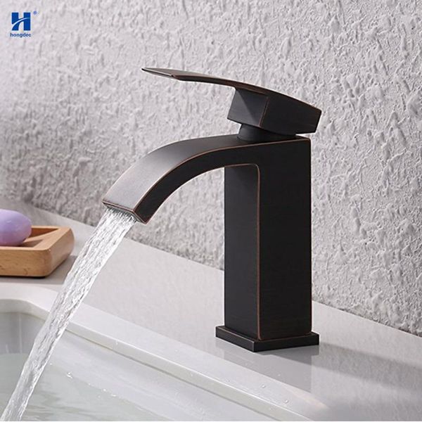 

bathroom sink faucets hongdec single handle waterfall basin tap faucet oil rubbed
