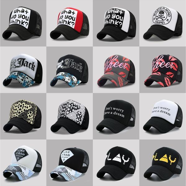 

60 colors summer mesh trucker caps men hip hop punk rock snapback hat women curved baseball cap, Blue;gray